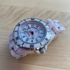 Isaac Mizrahilive ceramic pink watch